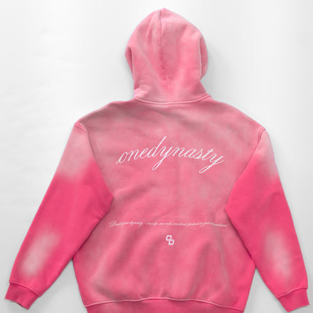 onedynasty© washed pink signature zip-up hoodie