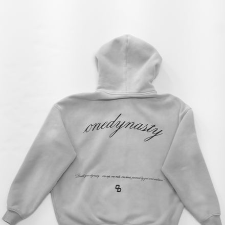 onedynasty© washed grey signature zip-up hoodie